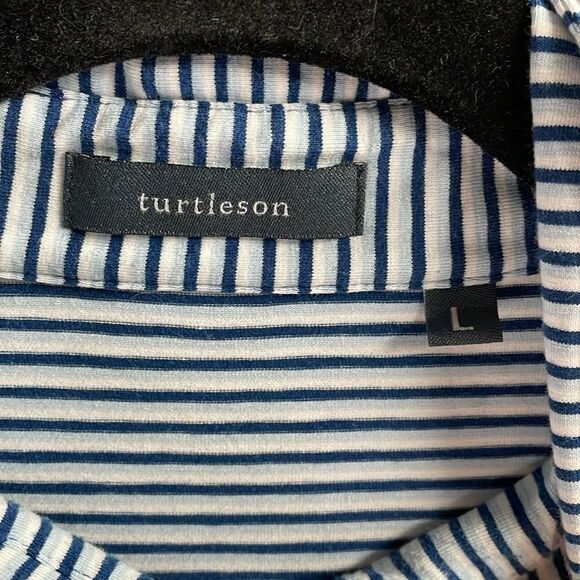 Turtleson Men’s Performance Striped Polo Shirt, Size Large, Blue Striped - Picture 3 of 6